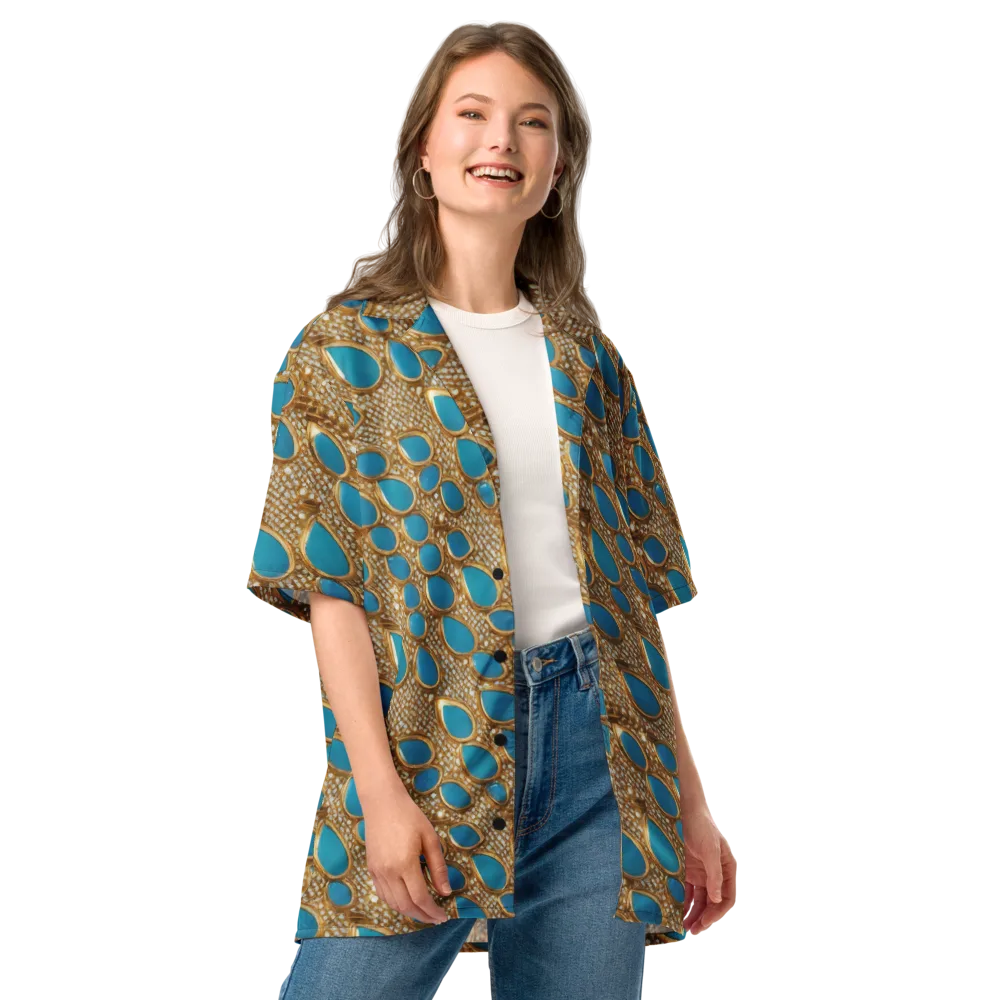 Aqua Gilded Mesh on Button Shirt — Front