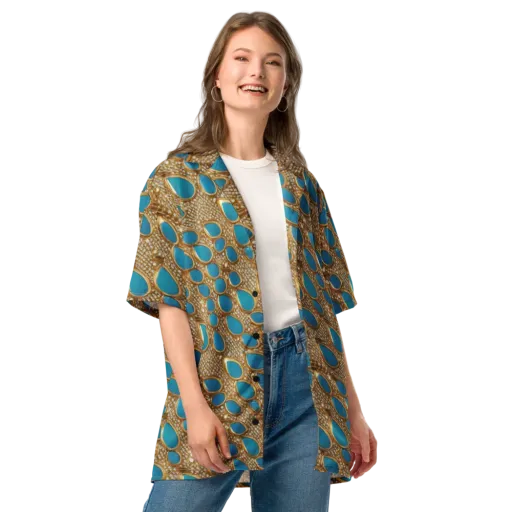 Aqua Gilded Mesh on a Button Shirt