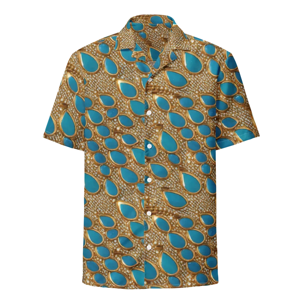 Aqua Gilded Mesh on Button Shirt — Front