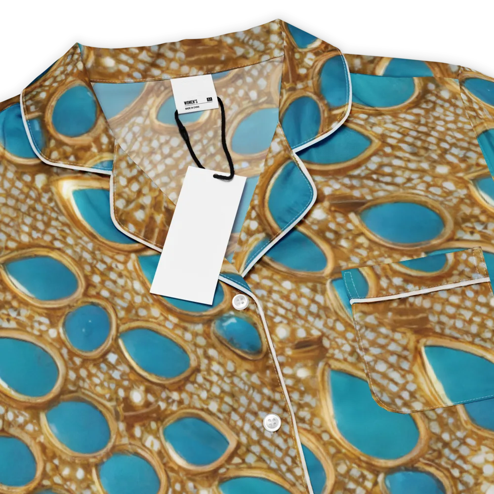 Aqua Gilded Mesh on Women's Short Sleeve Pajama Top — Product details