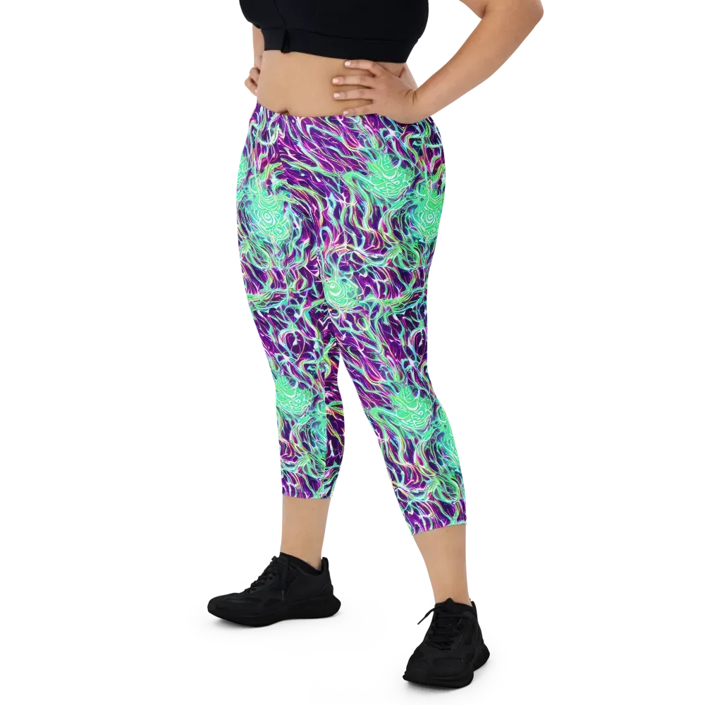 Vivid Nebula on Capri Leggings — Front
