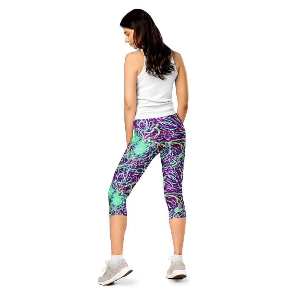 Vivid Nebula on Capri Leggings — Back