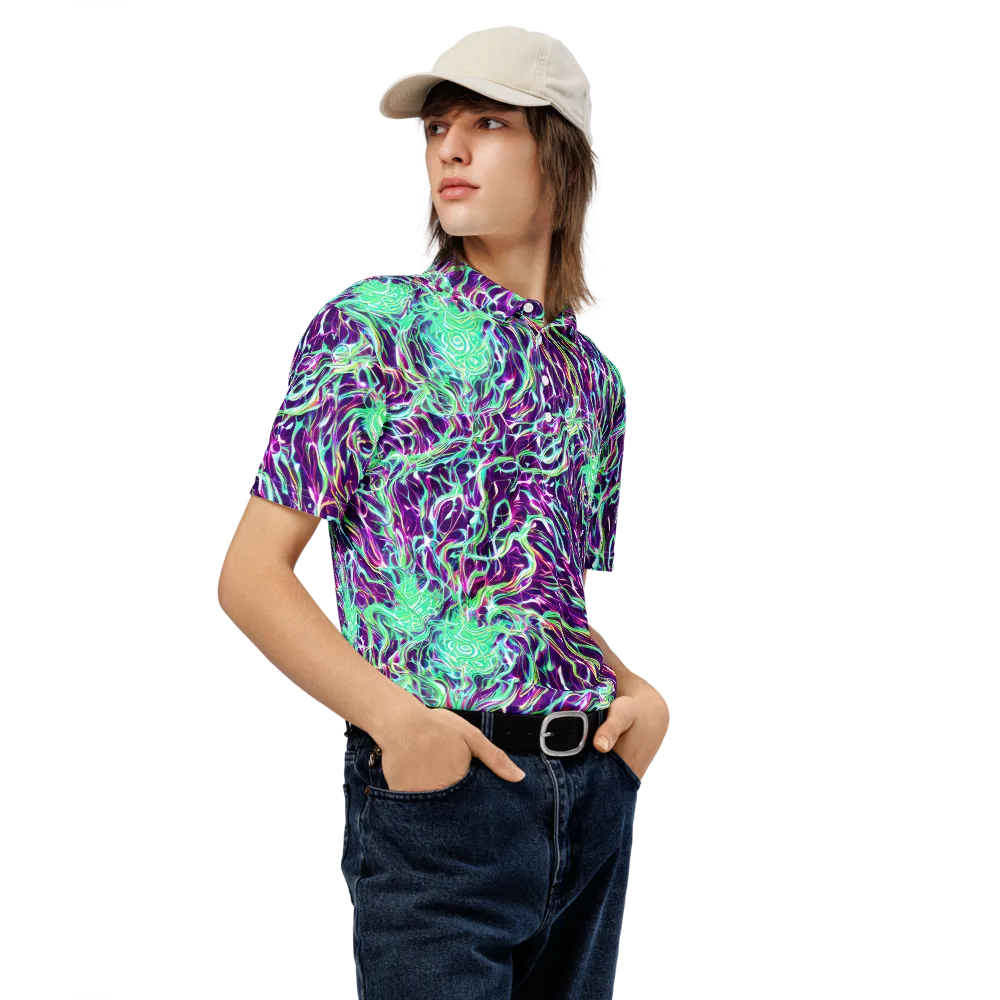 Vivid Nebula on Men's Slim Fit Polo Shirt — Right Front