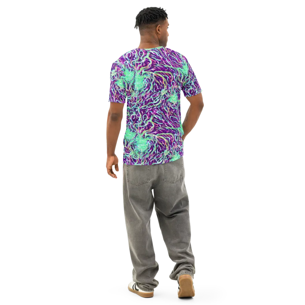 Vivid Nebula on Men's Cotton Crew Neck T-Shirt — Back