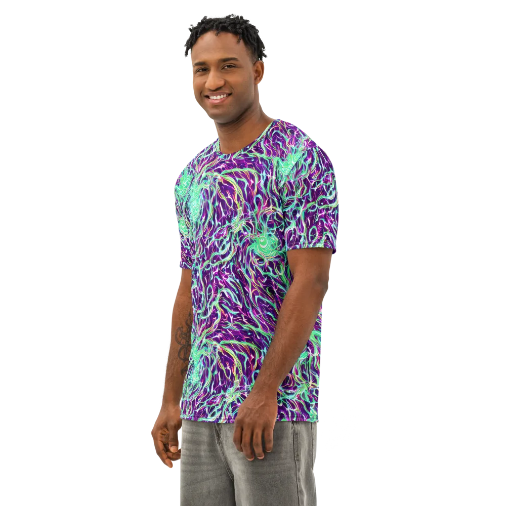 Vivid Nebula on Men's Cotton Crew Neck T-Shirt — Left Front