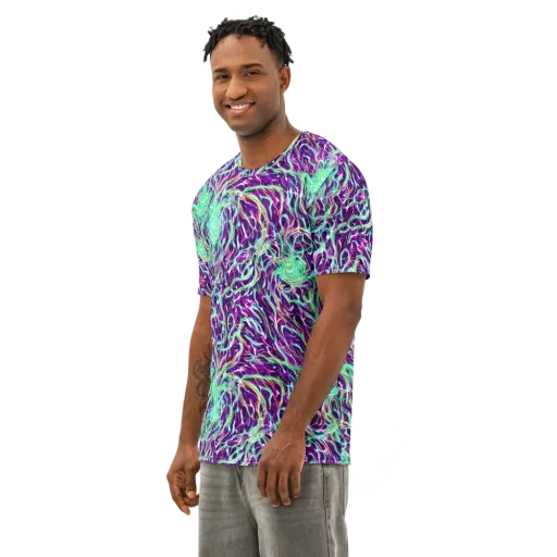 Vivid Nebula on a Men's Cotton Crew Neck T-Shirt