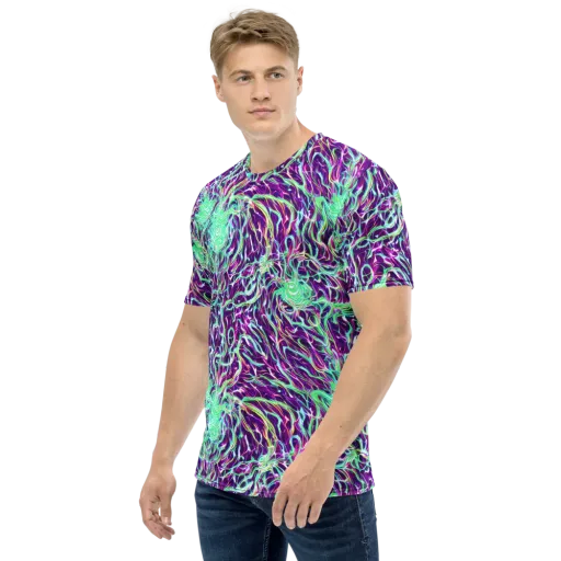 Vivid Nebula on a Men's Crew Neck T-Shirt
