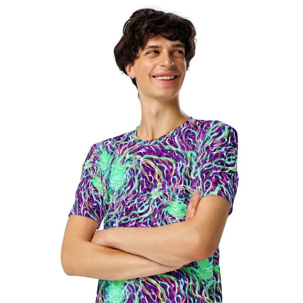 Vivid Nebula on Men's Crew Neck T-Shirt — Left Front
