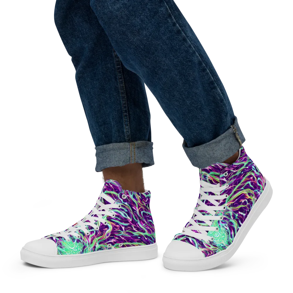 Vivid Nebula on Men's High Top Canvas Shoes — Left