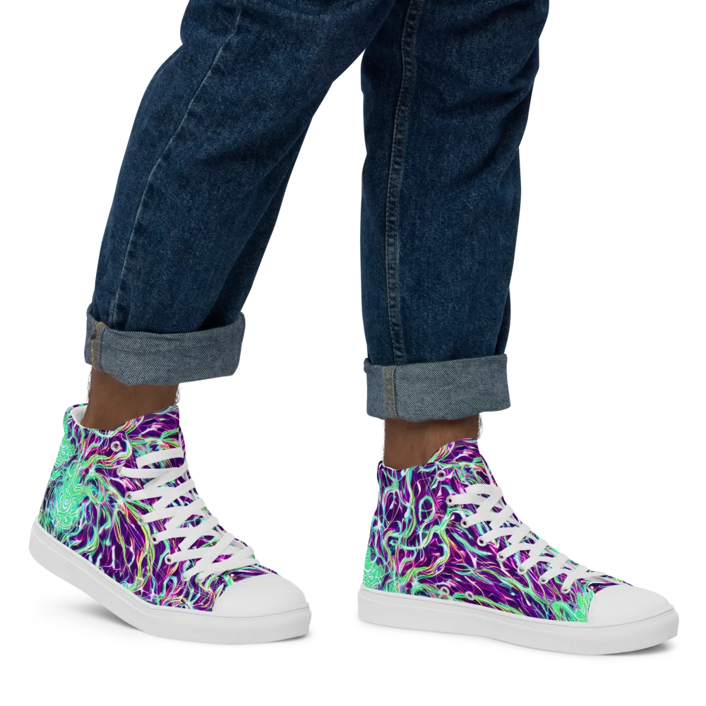 Vivid Nebula on Men's High Top Canvas Shoes — Right