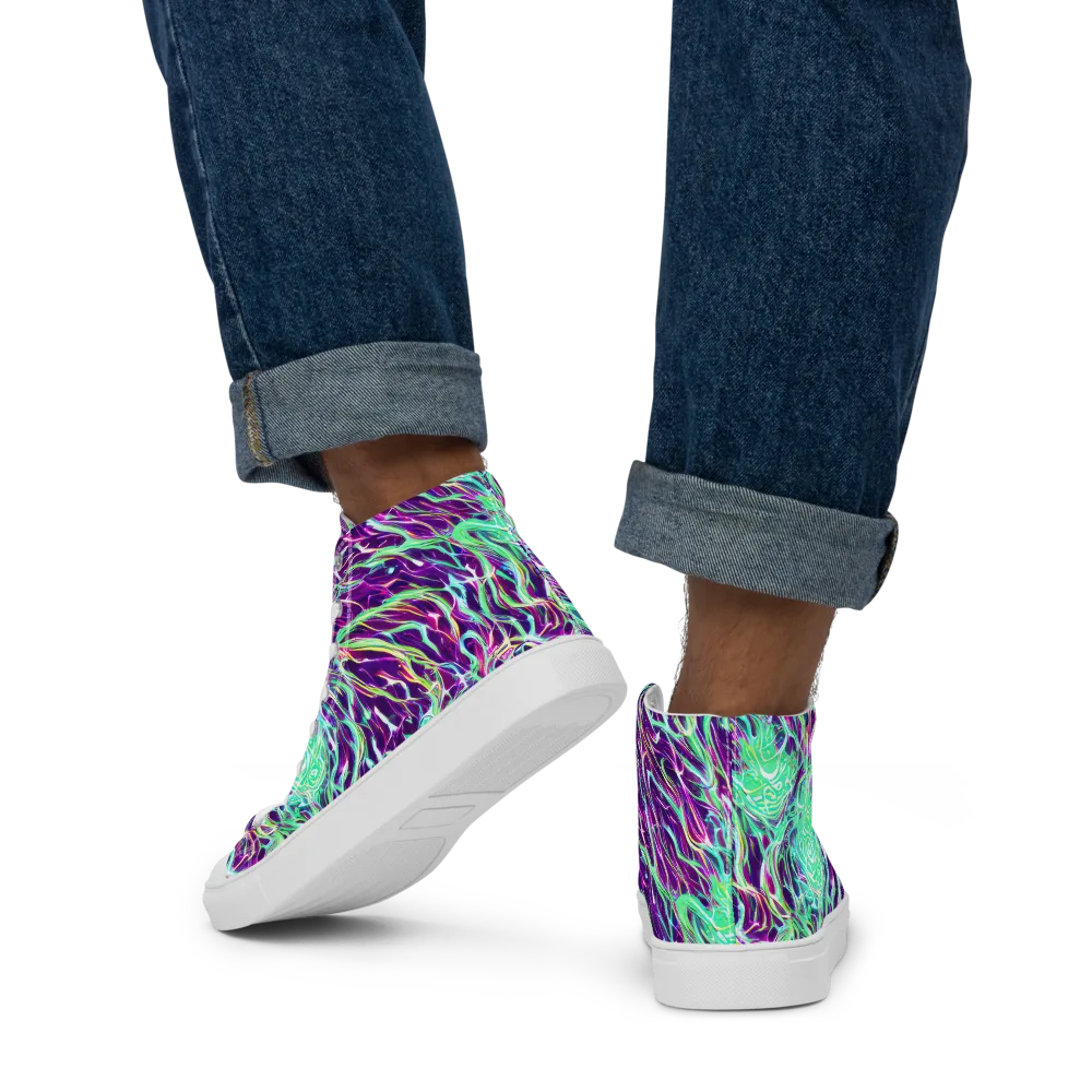 Vivid Nebula on Men's High Top Canvas Shoes — Back