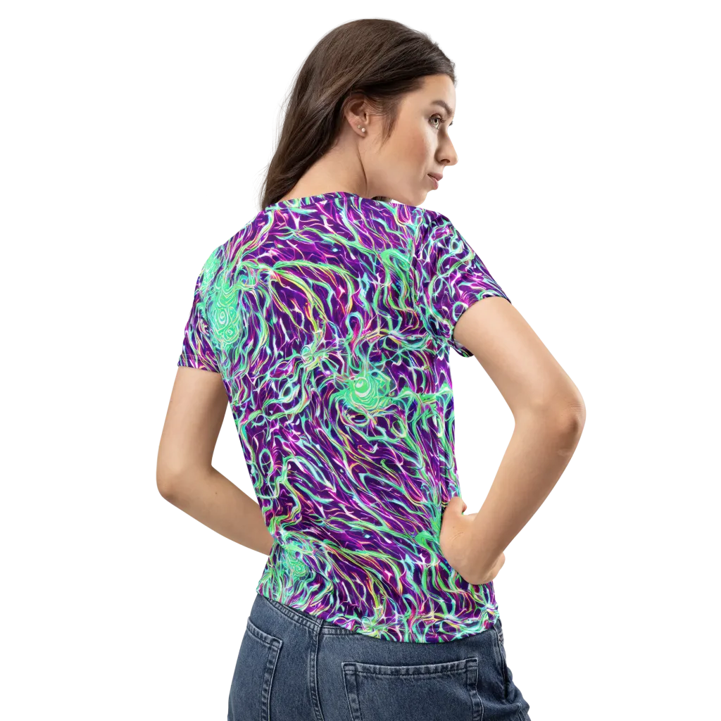 Vivid Nebula on Women's Crew Neck T-Shirt — Back