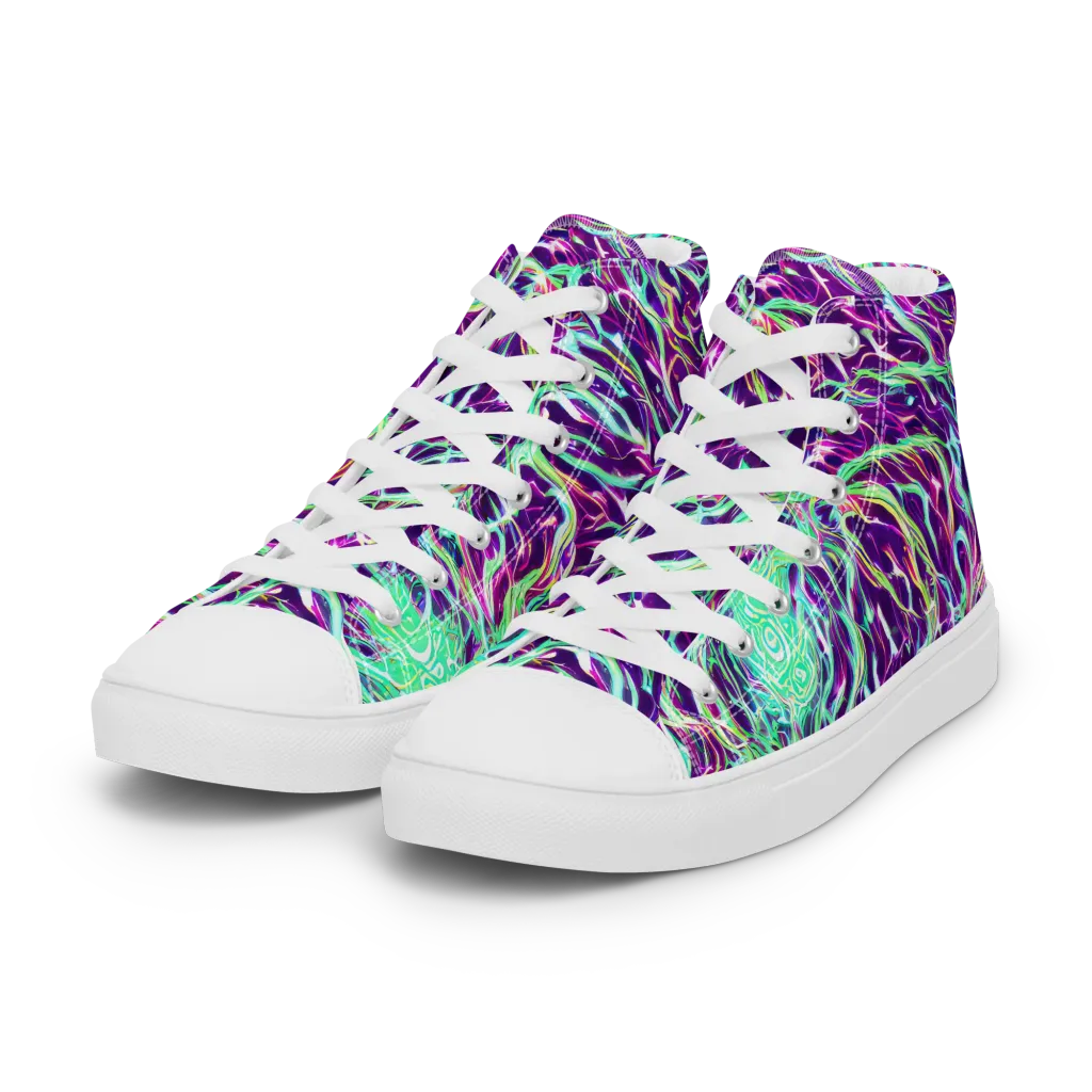 Vivid Nebula on Women's High Top Canvas Shoes — Left Front
