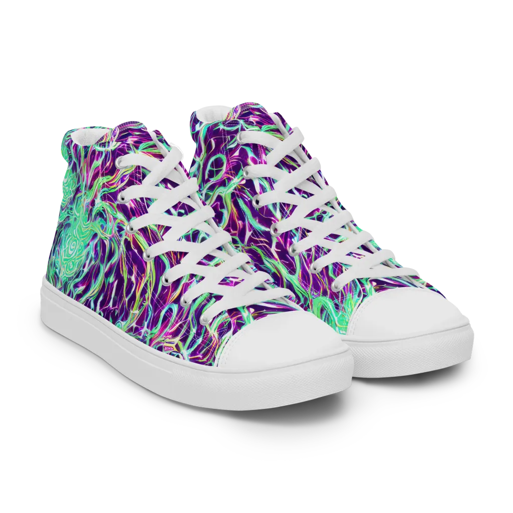 Vivid Nebula on Women's High Top Canvas Shoes — Right Front
