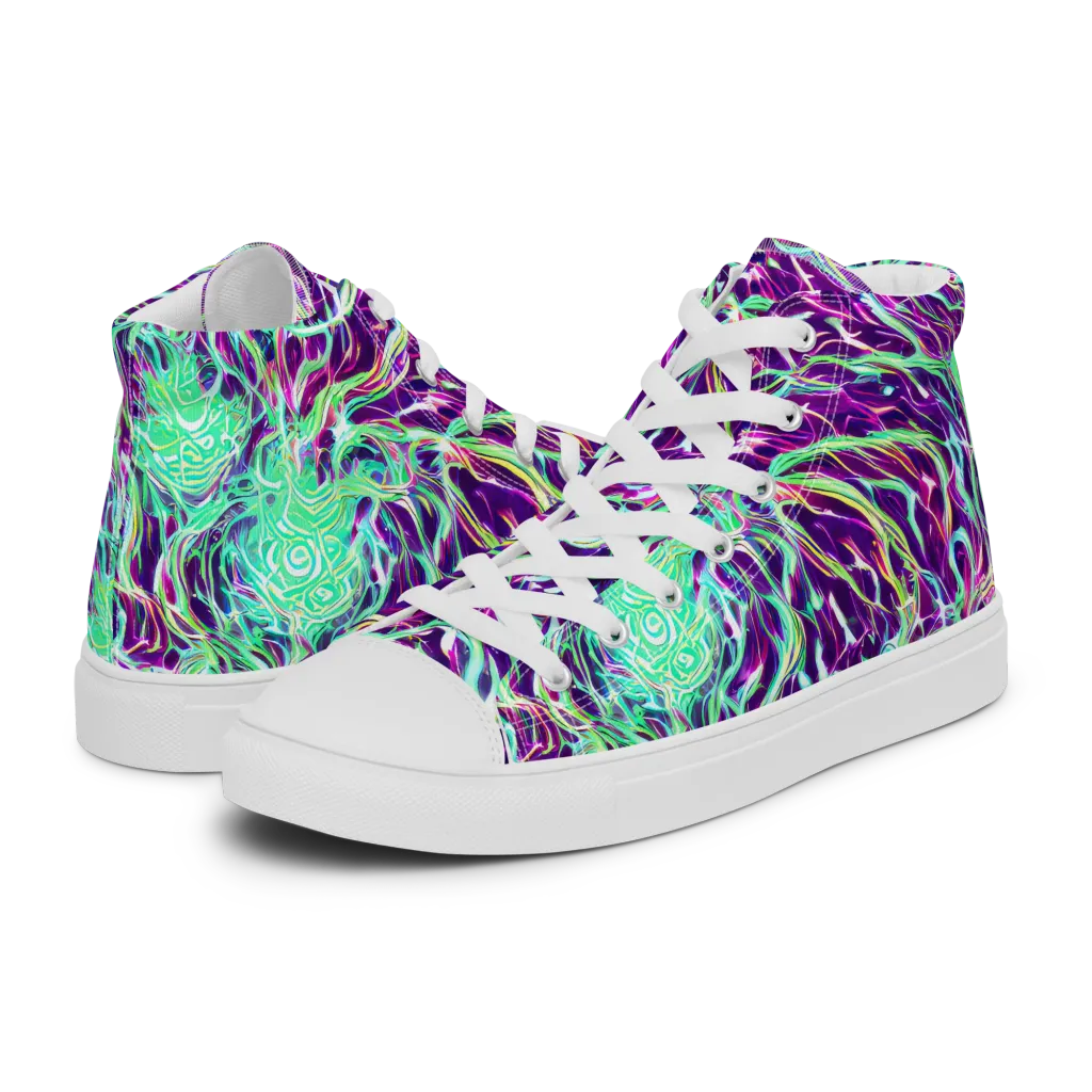 Vivid Nebula on Women's High Top Canvas Shoes — Left