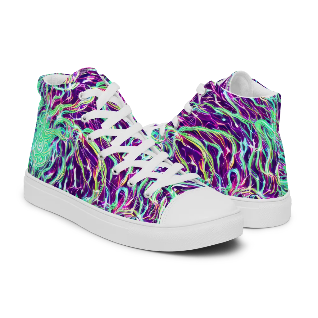 Vivid Nebula on Women's High Top Canvas Shoes — Right
