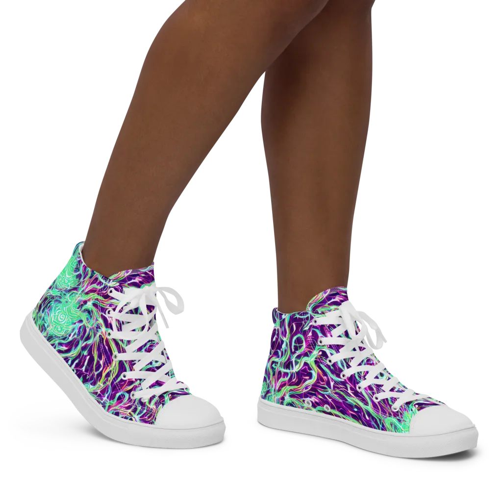Vivid Nebula on Women's High Top Canvas Shoes — Right
