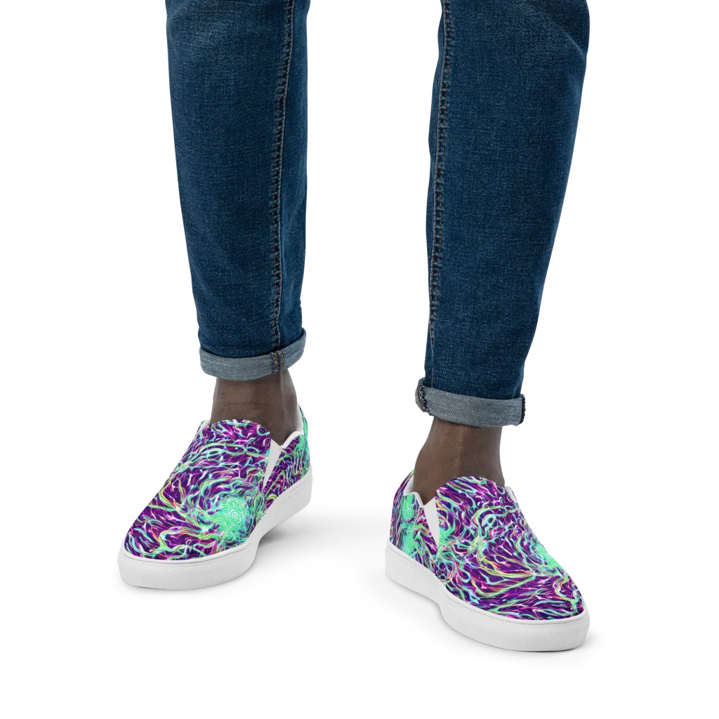 Vivid Nebula on Men's Slip-On Canvas Shoes — Front