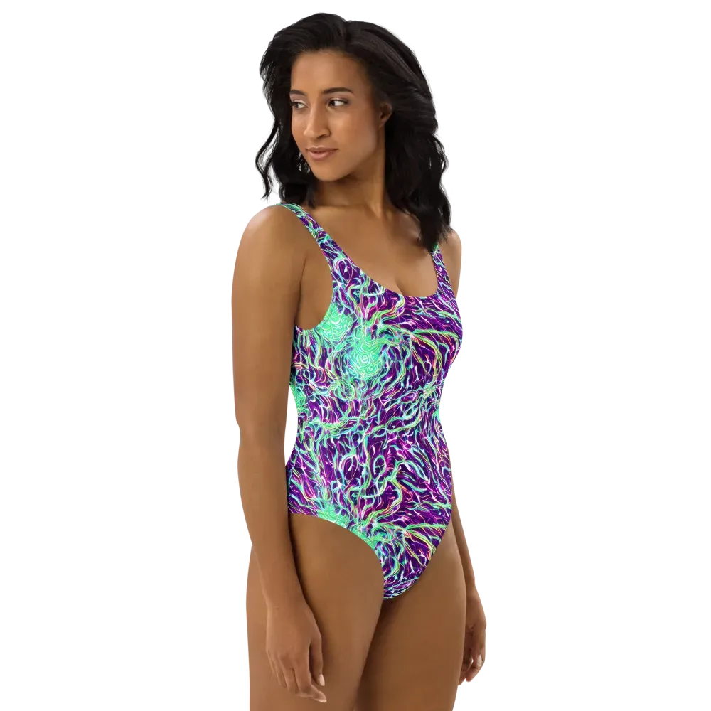 Vivid Nebula on One-Piece Swimsuit — Right