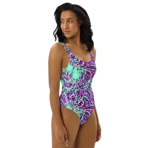 Vivid Nebula on a One-Piece Swimsuit