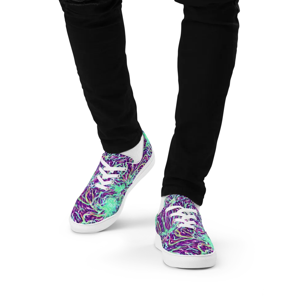 Vivid Nebula on Men's Lace-Up Canvas Shoes — Front