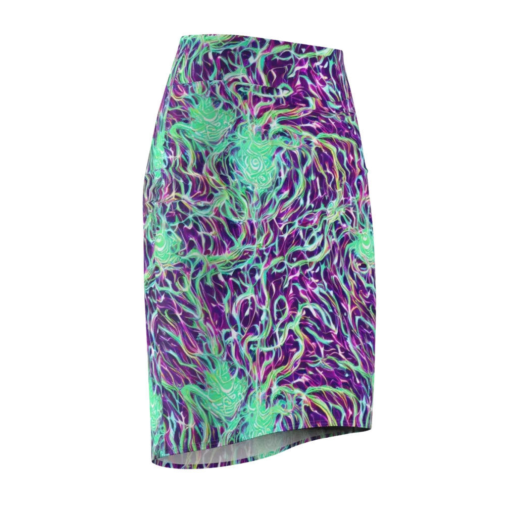 Vivid Nebula on Pencil Skirt — Front Side