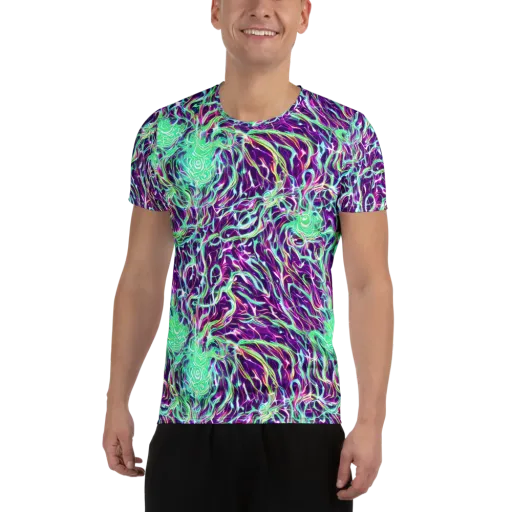 Vivid Nebula on a Men's Athletic T-Shirt