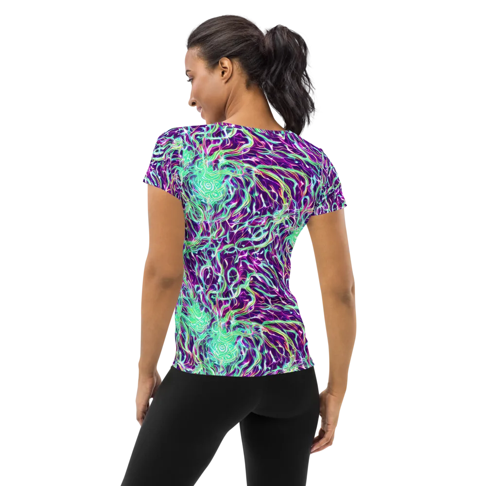 Vivid Nebula on Women's Athletic T-Shirt — Back