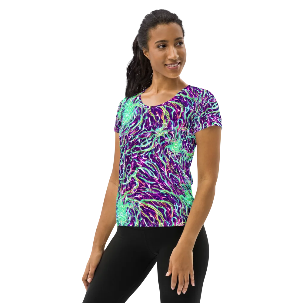 Vivid Nebula on Women's Athletic T-Shirt — Left