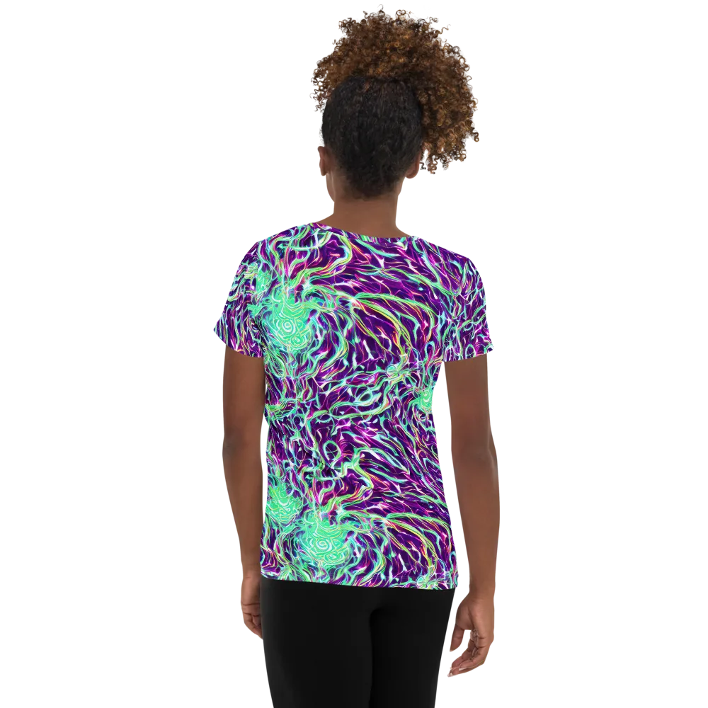 Vivid Nebula on Women's Athletic T-Shirt — Back
