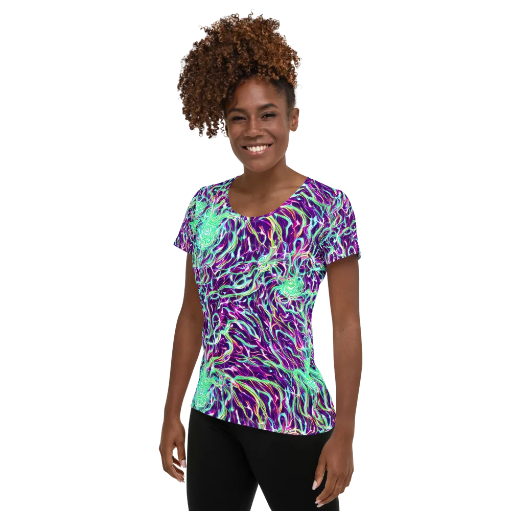 Vivid Nebula on Women's Athletic T-Shirt — Left