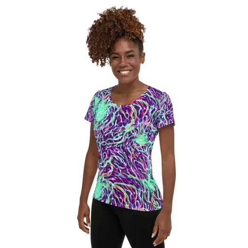 Vivid Nebula on a Women's Athletic T-Shirt