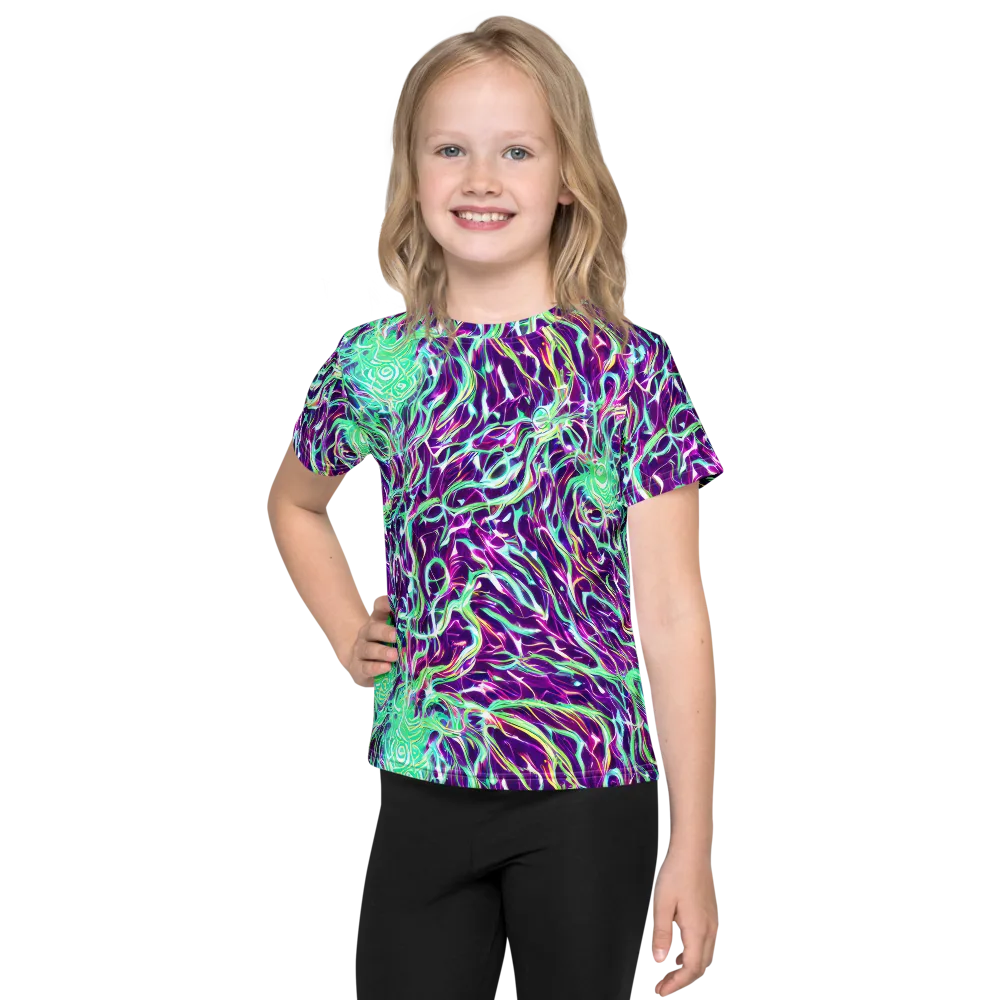 Vivid Nebula on Kids Crew Neck T-Shirt — Front