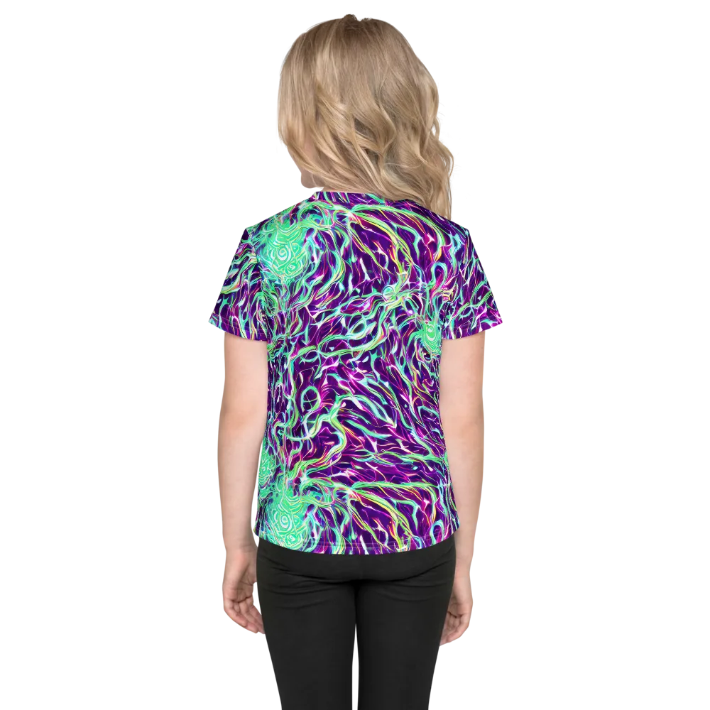 Vivid Nebula on Kids Crew Neck T-Shirt — Back