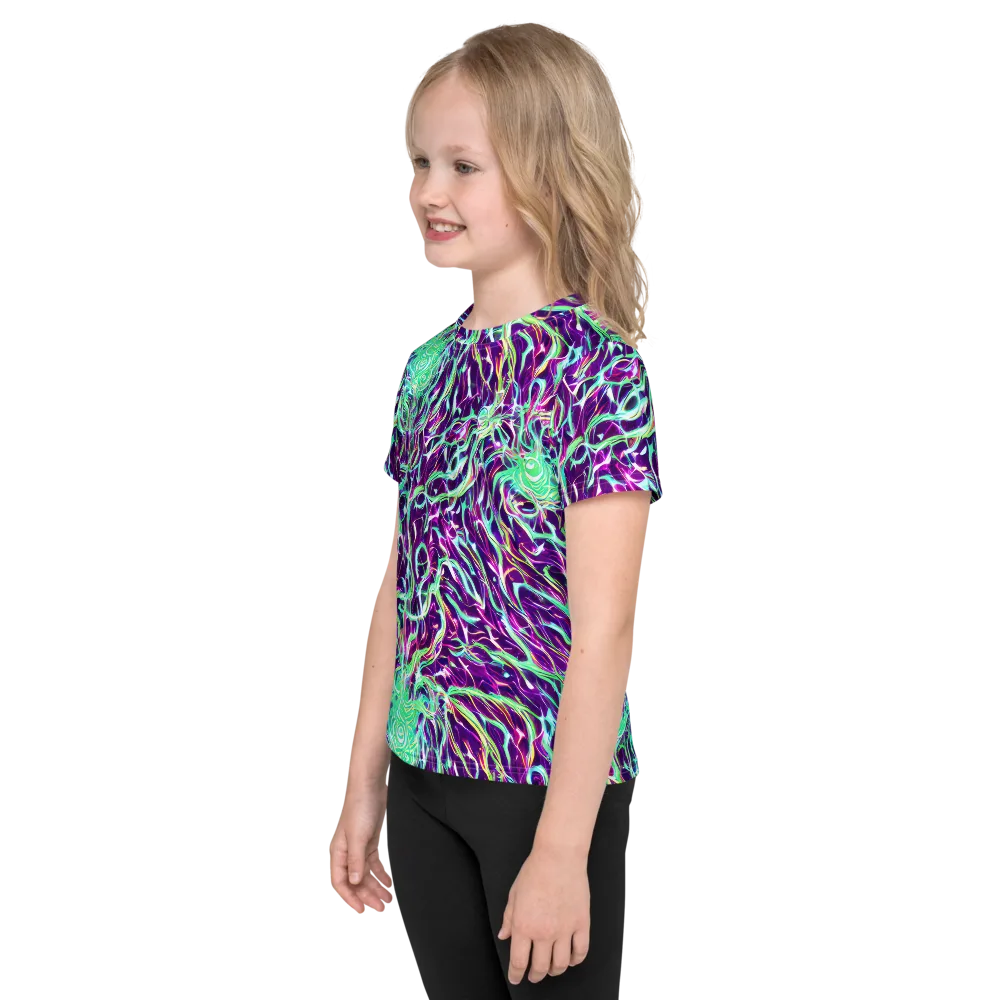 Vivid Nebula on Kids Crew Neck T-Shirt — Left