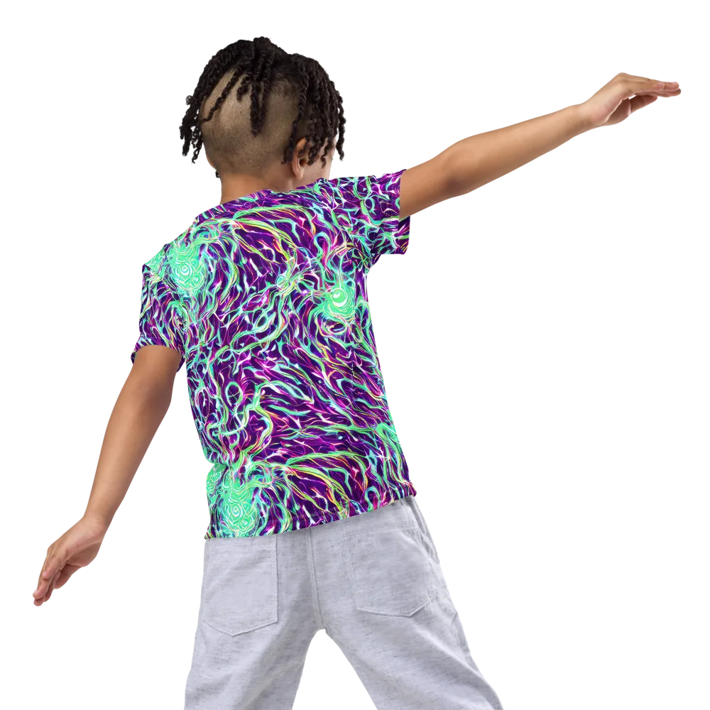 Vivid Nebula on Kids Crew Neck T-Shirt — Back
