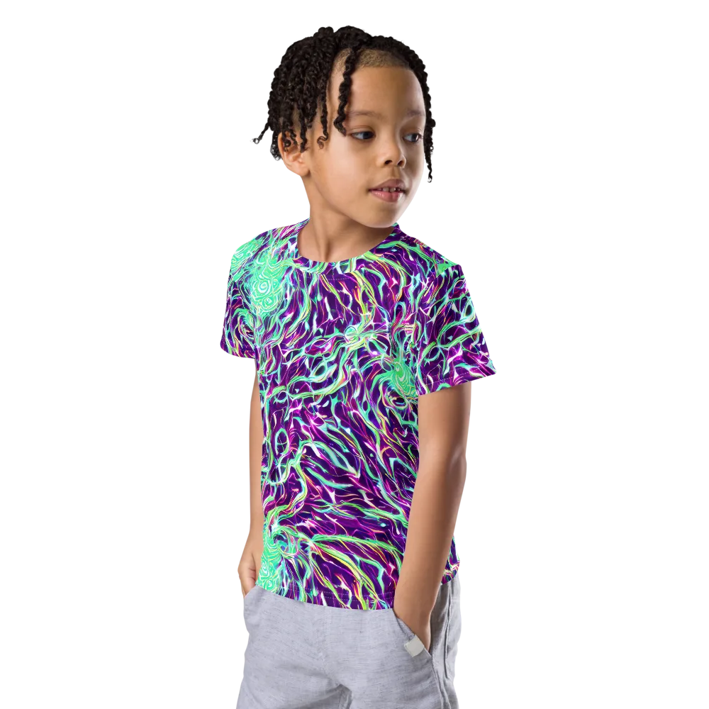 Vivid Nebula on Kids Crew Neck T-Shirt — Left Front