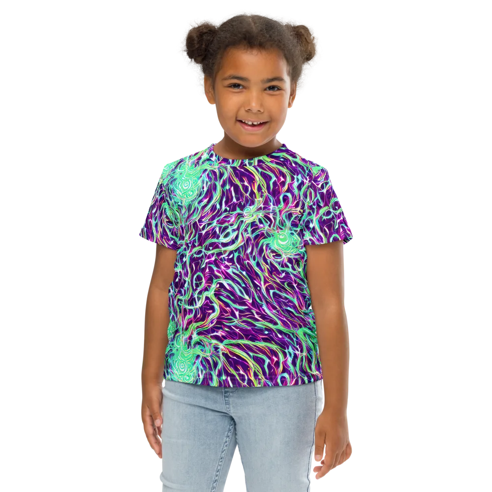Vivid Nebula on Kids Crew Neck T-Shirt — Front