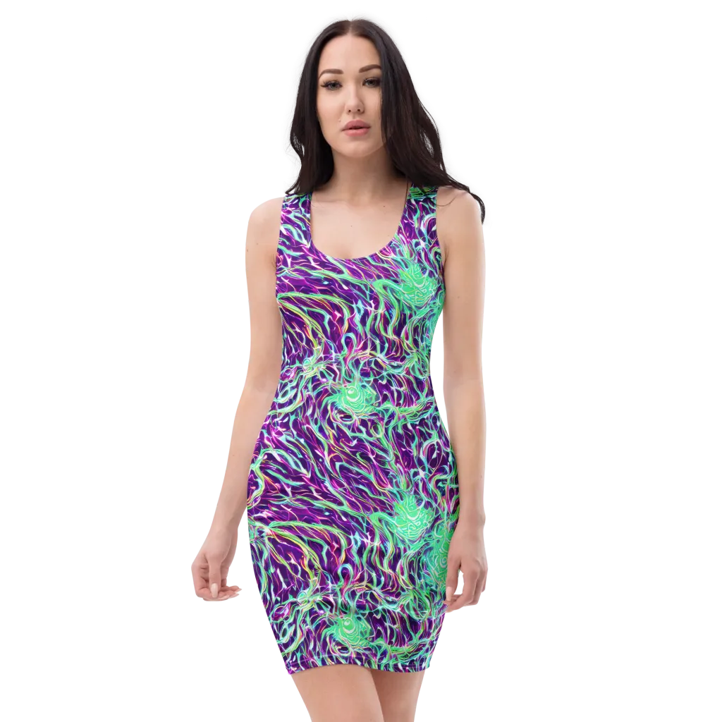Vivid Nebula on Bodycon Dress — Front