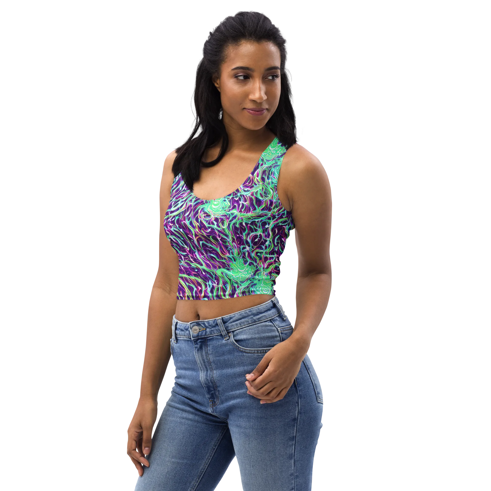 Vivid Nebula on Crop Top — Left Front