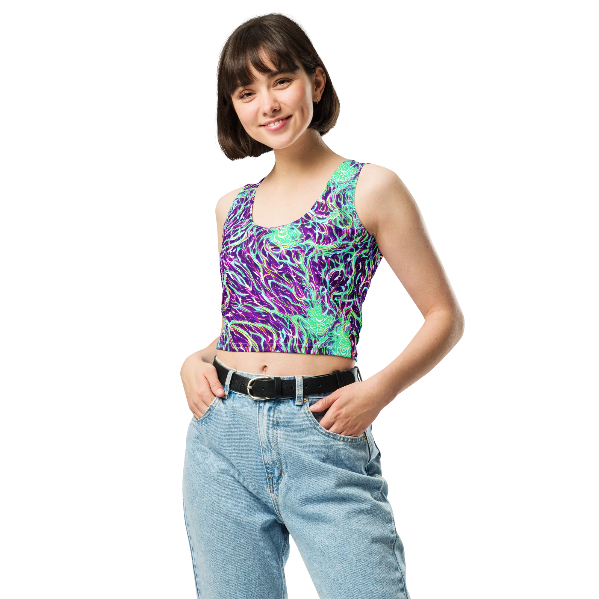 Vivid Nebula on Crop Top — Front