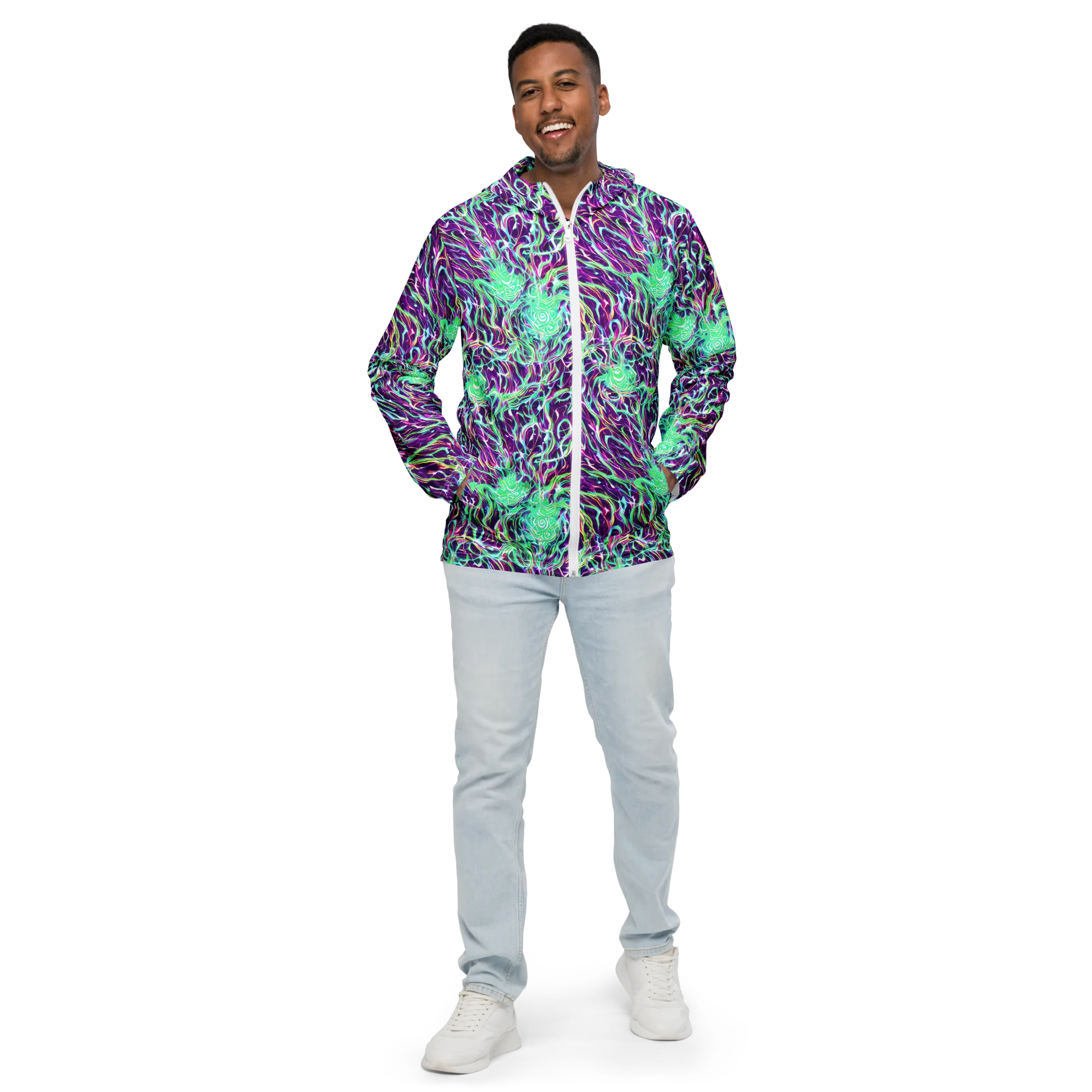 Vivid Nebula on Men's Windbreaker — Front