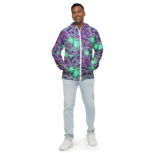 Vivid Nebula on a Men's Windbreaker