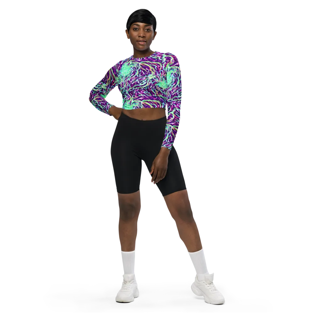 Vivid Nebula on Long Sleeve Crop Top — Front