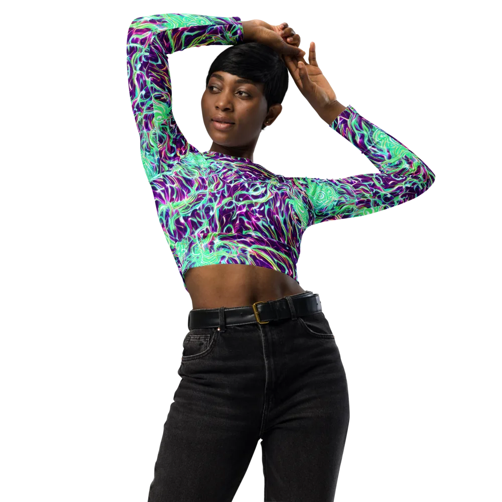 Vivid Nebula on Long Sleeve Crop Top — Front