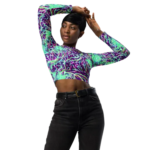 Vivid Nebula on a Long Sleeve Crop Top
