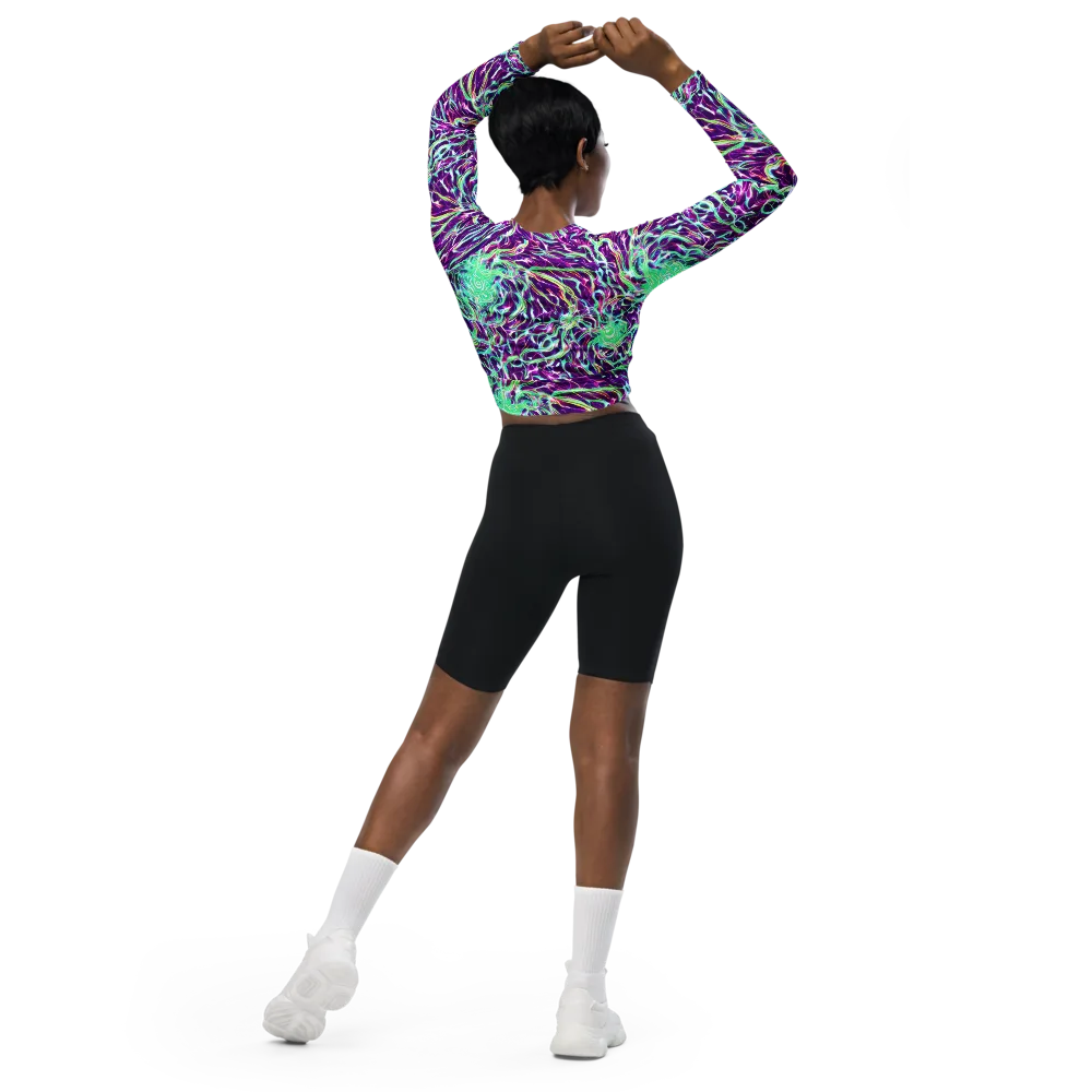 Vivid Nebula on Long Sleeve Crop Top — Back
