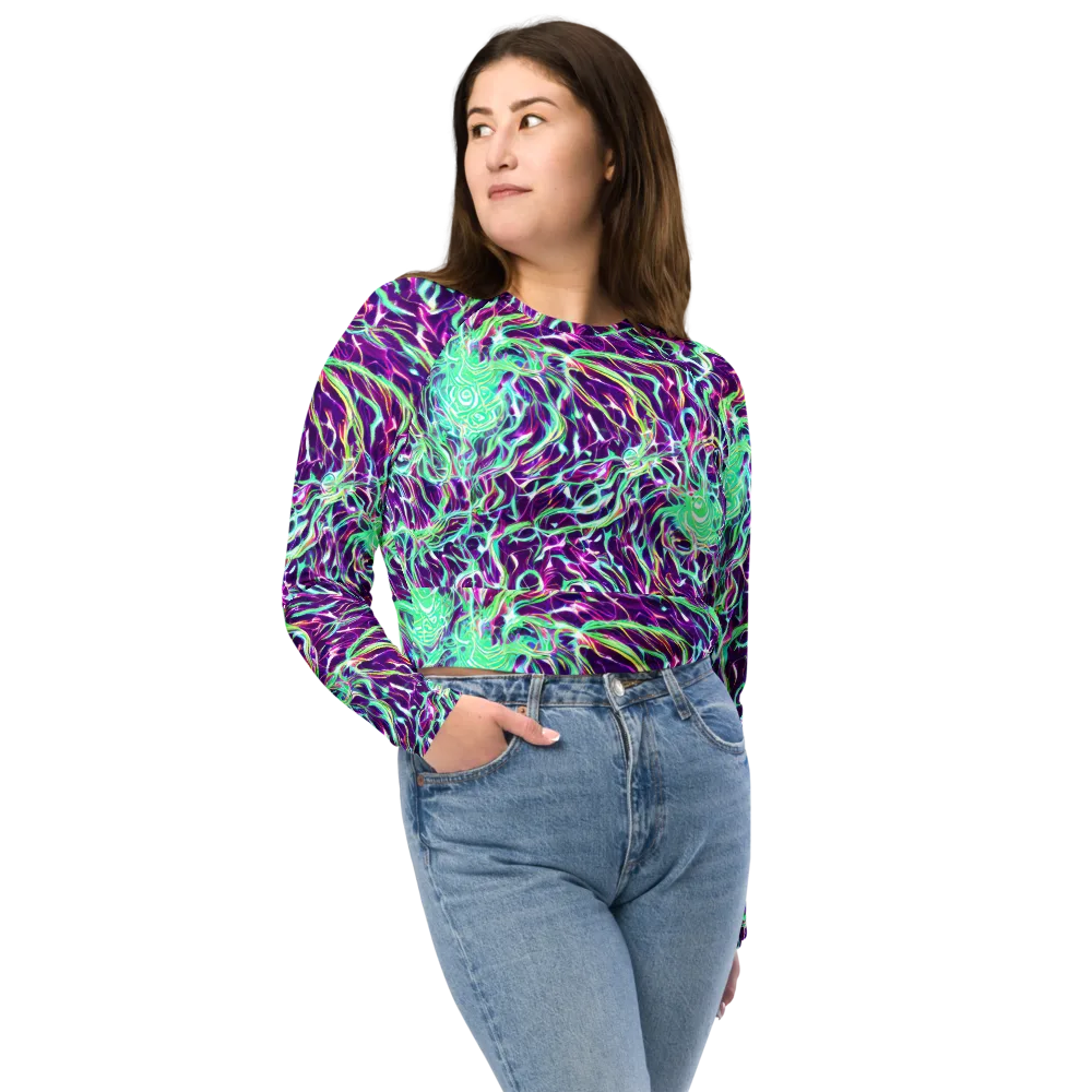 Vivid Nebula on Long Sleeve Crop Top — Front