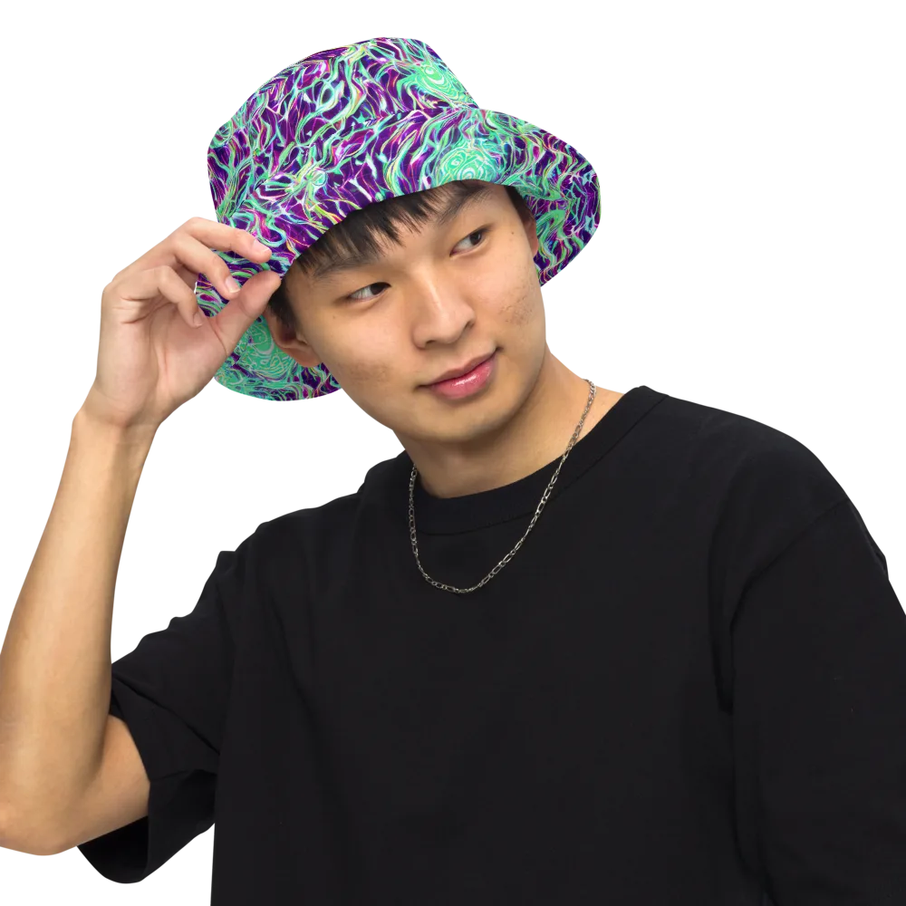 Vivid Nebula on Reversible Bucket Hat — Front Inside