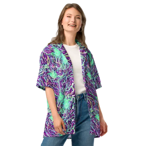 Vivid Nebula on a Button Shirt